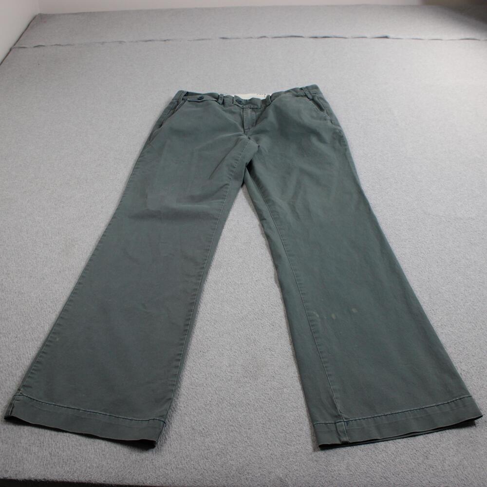 Paper Boy Pants Woman 12 Green Chino Wide Leg Anthro Pockets Low Rise READ Y2K